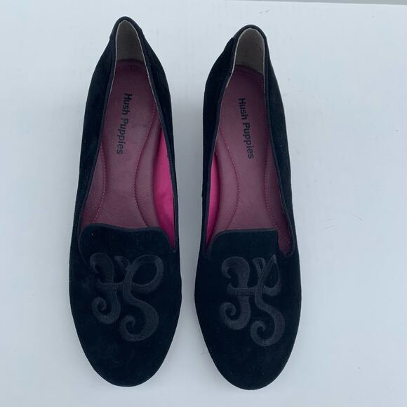 Hush Puppies Shoes - Hush Puppies Black Monogram Smoking Slippers Heels Pumps Leather Slip On 11 43
